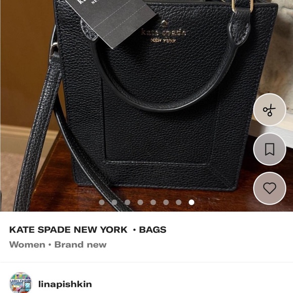 Kate Spade   Elegant Black Crossbody Bag Tote City Bag Peddle leather I - Picture 9 of 12